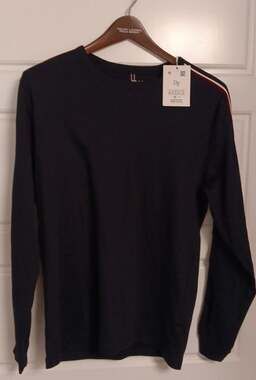 D&F Ricky Singh Long Sleeve Crew Neck T-Shirt with Striped Arm Detail